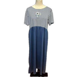 Shenanigans VINTAGE cottagecore flowered striped short sleeve maxi dress